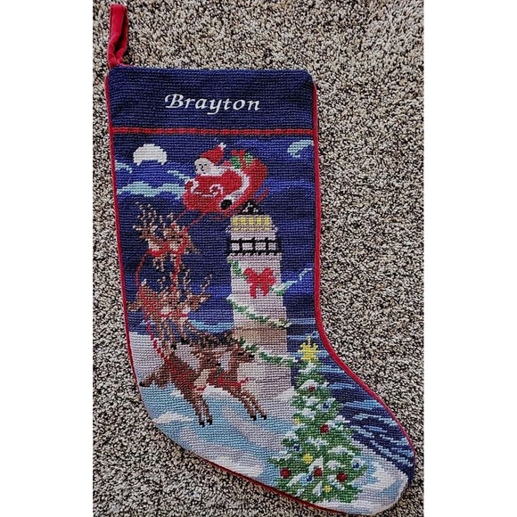 Lands' End Holiday Lands End Santa Sleigh Lighthouse Christmas